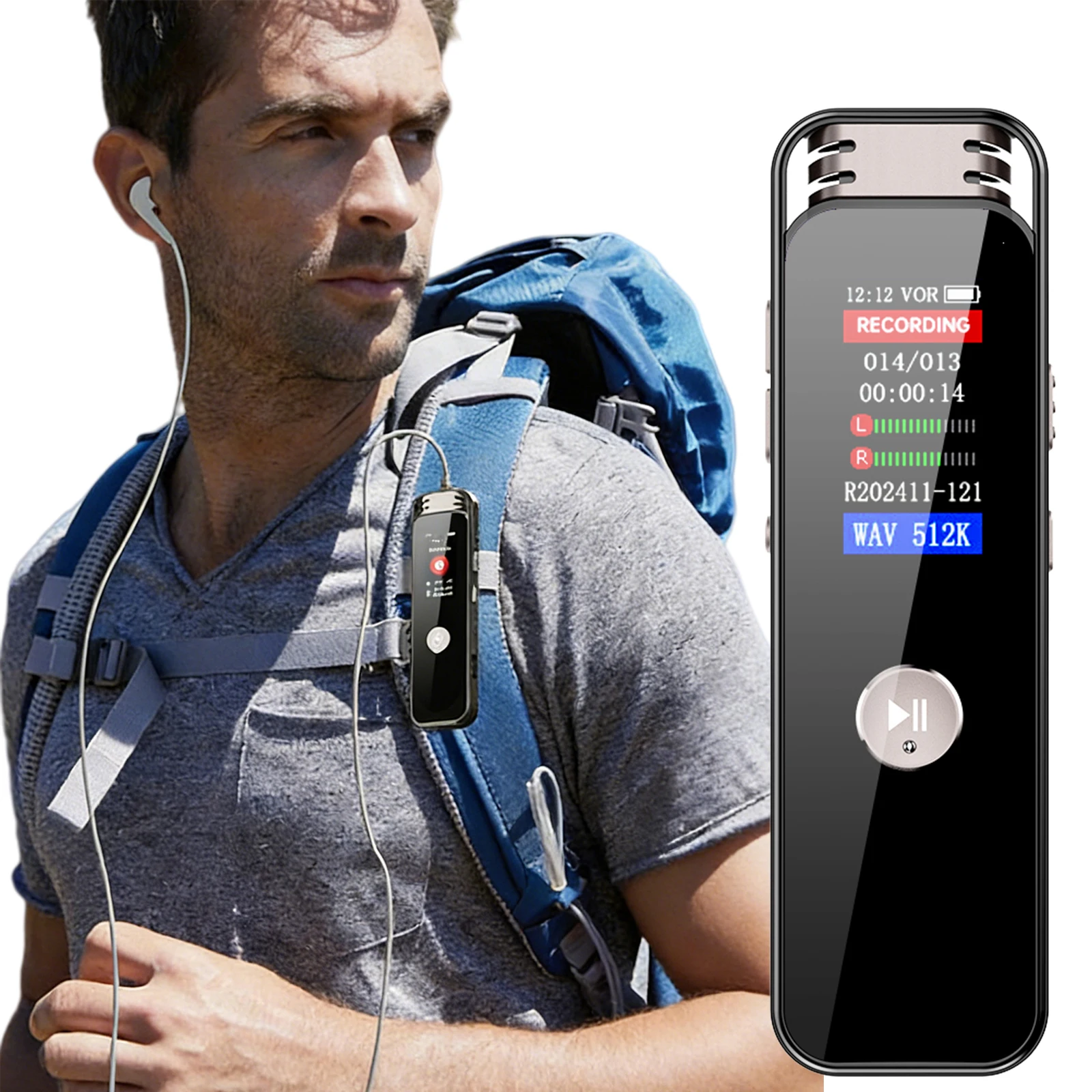 

Диктофон с голосовой активацией, перезаряжаемый через Type-C, с 7-уровневой регулировкой громкости для лекций и совещаний