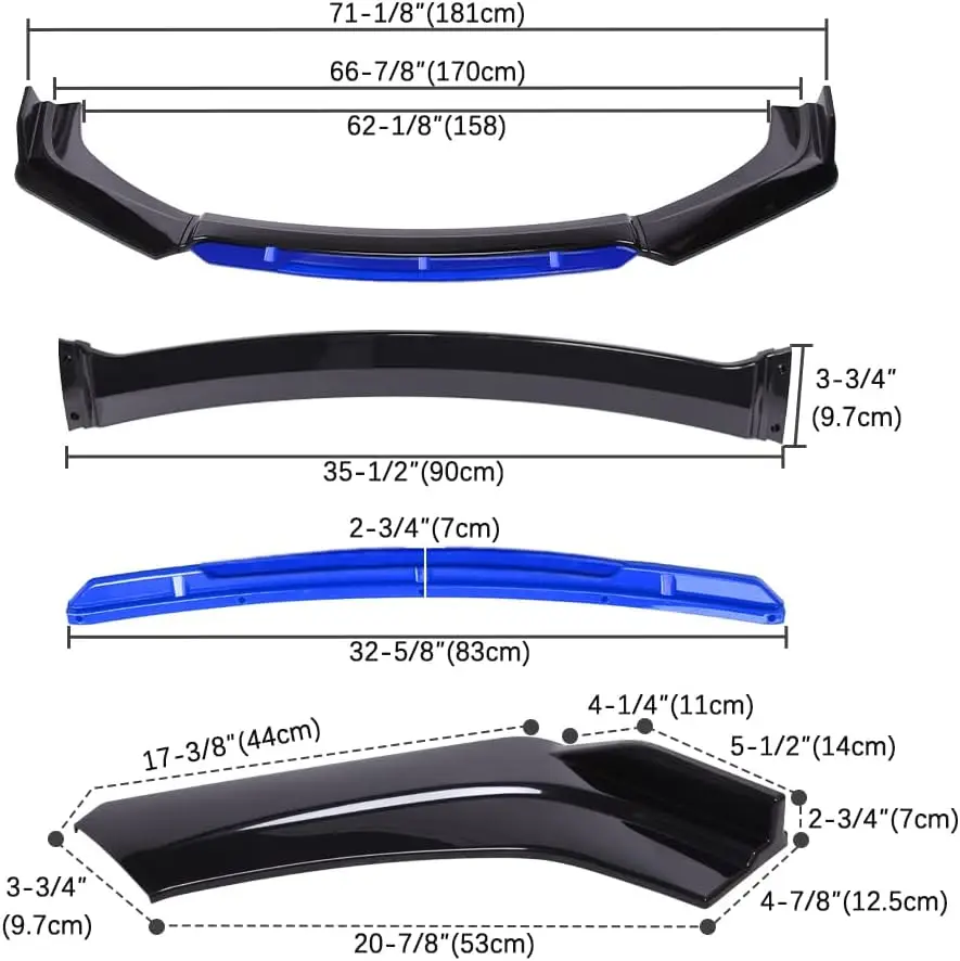 LAICY For LEXUS IS250 /300 /350 Car Front Bumper Lip Body Kit Splitter Spoiler Diffuser Protector Trim Air Dam Blue Tongue