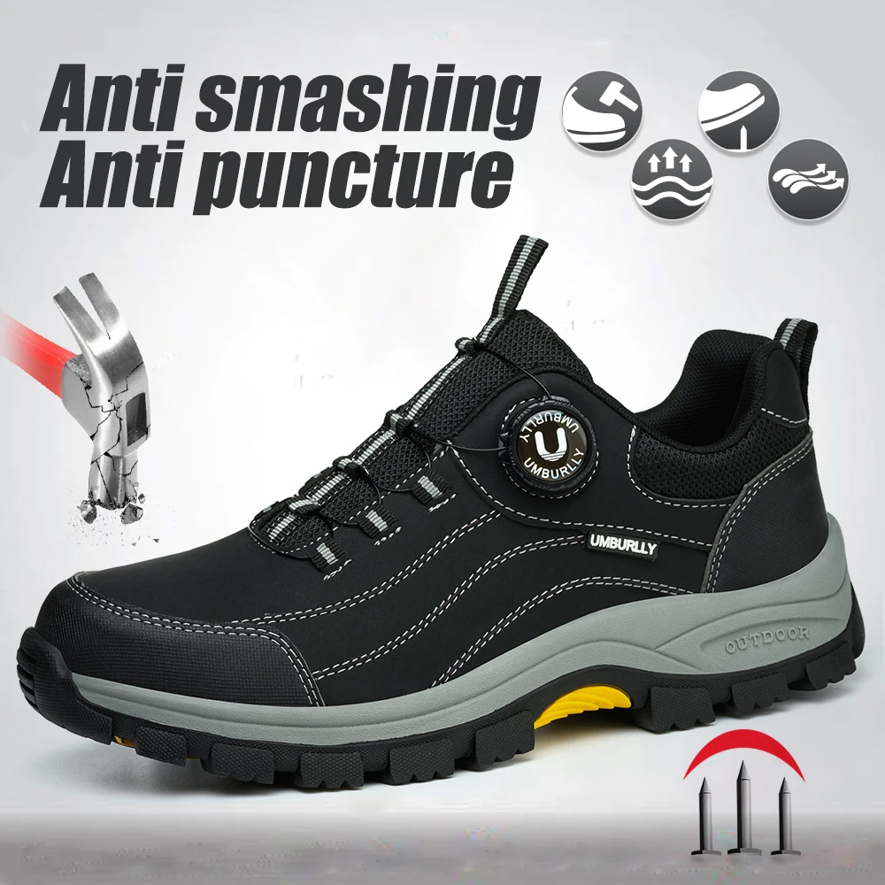 New Rotating Button Safety Shoes Sturdy and Protective Steel Toe Shoes Construction Site Work Shoes Anti Slip and Wear-resistant