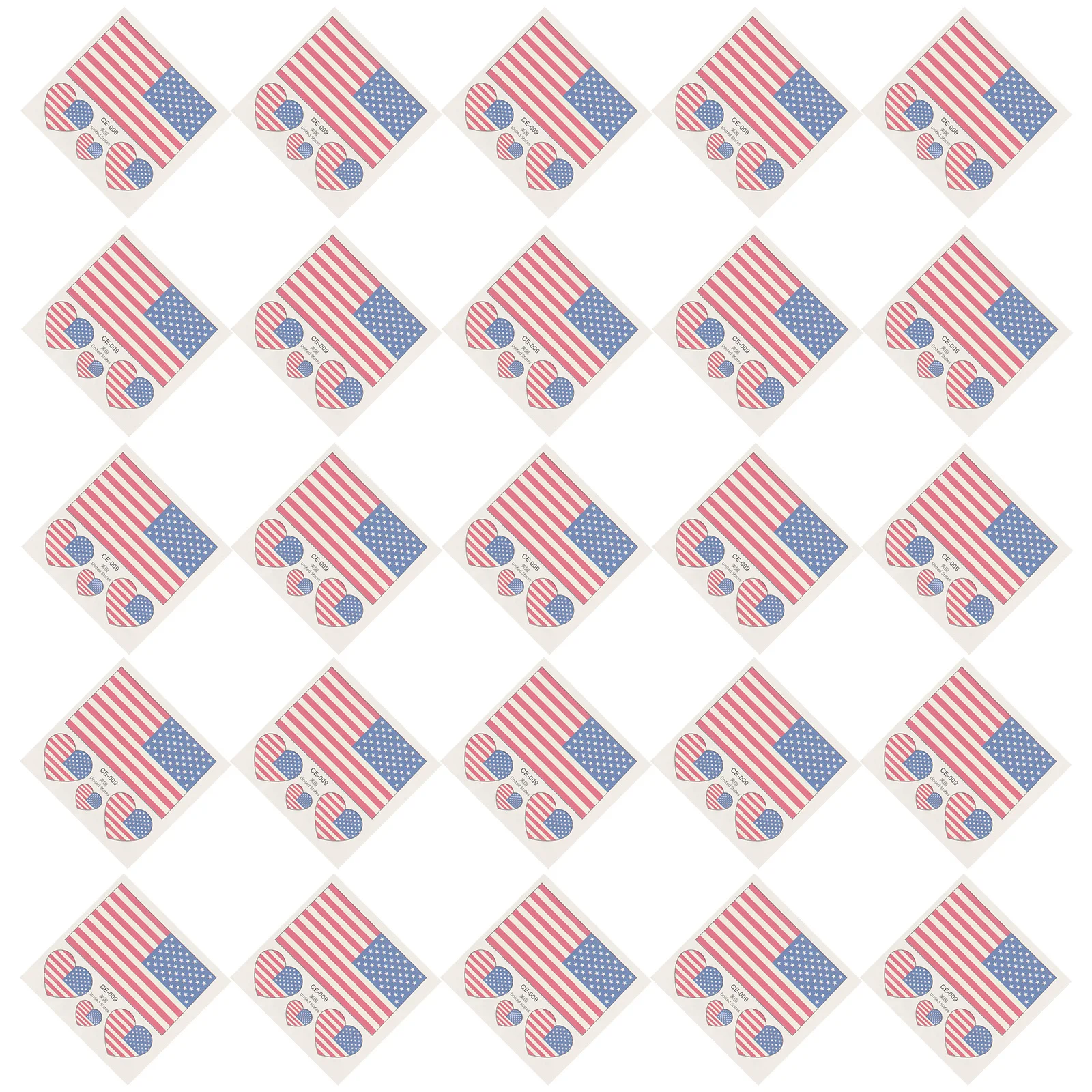 25pcs Fan Face Stickers American Flag Decals Water Proof Sports Match Body Tattoos Plastic Durable Sticker Decorations