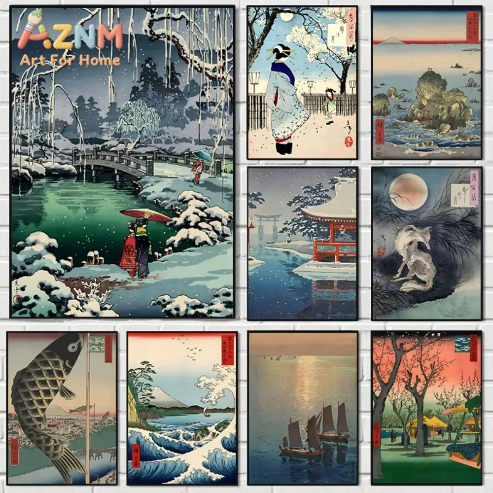 

1pc Japanese Landscape Ukiyo-e Kawase Hasui Artworks Art Poster Vintage Canvas Painting Wall Print Picture Room Home Decor