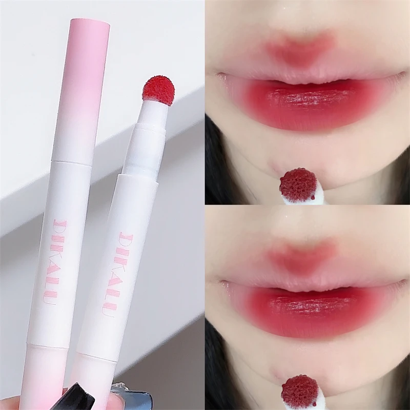 DIKALU Lip Powder Cream Air Cushion Lip Cream Matte Lip Glaze Mouth Red Lip Mud Non-fading Non-stick Cup Feminine White Brick Re