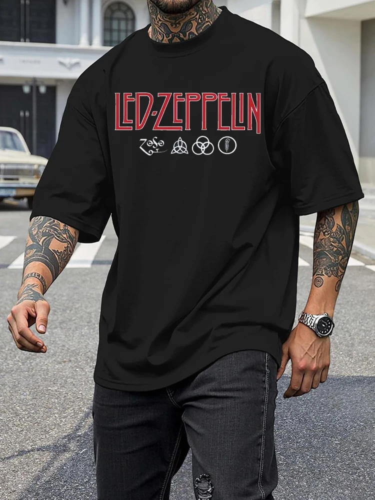 Top Summer Led Zeppelin Graphic Cotton T-shirt Unisex Summer Short Sleeve Fashion Brand Tee Luxury Casual Vintage Tees