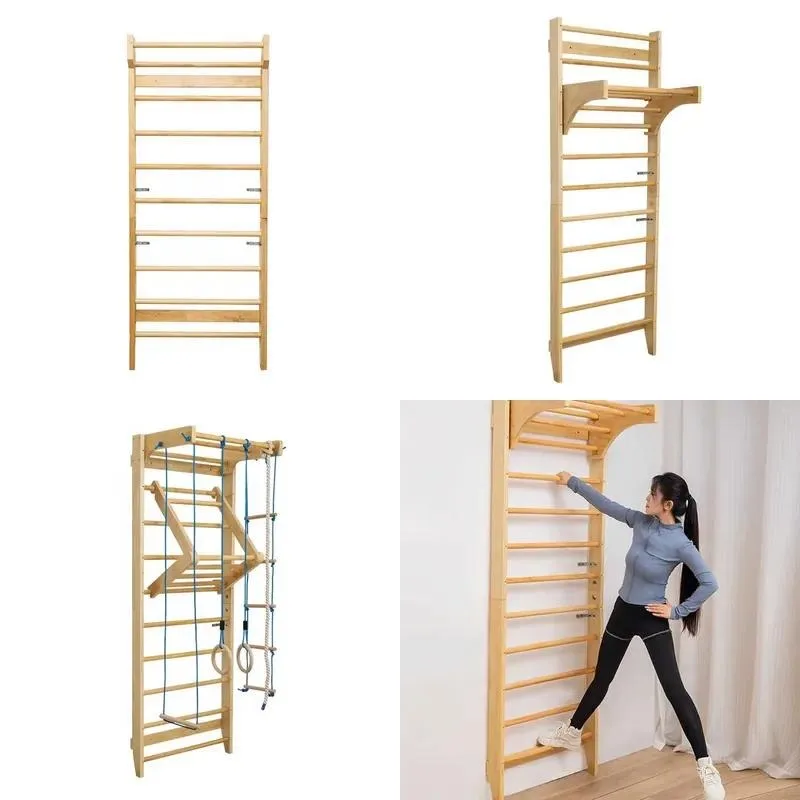 Multifunctional Rehabilitation Training Support Frame Indoor Wooden Rib Wall Bars Leg Stretching Climbing Frame Home Gym