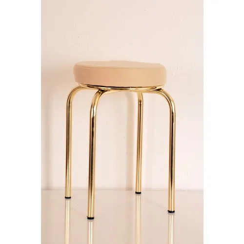 Indomitable Masacılık Single Cream Thai Feather Gold Profile Stool Metal Stool Kitchen Stool Thick Stool