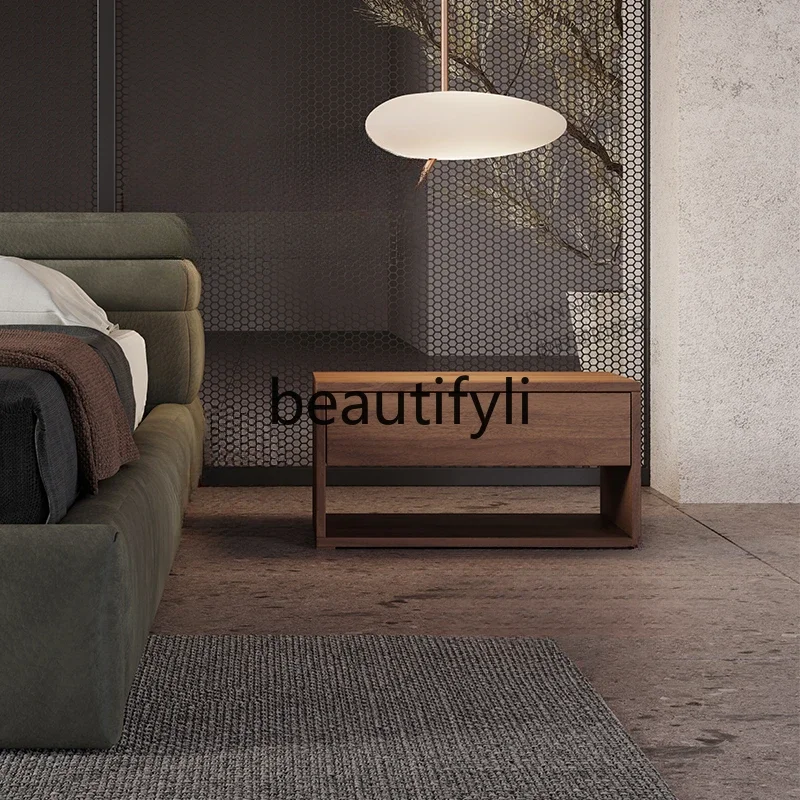 Solid wood bedside table black walnut bedside