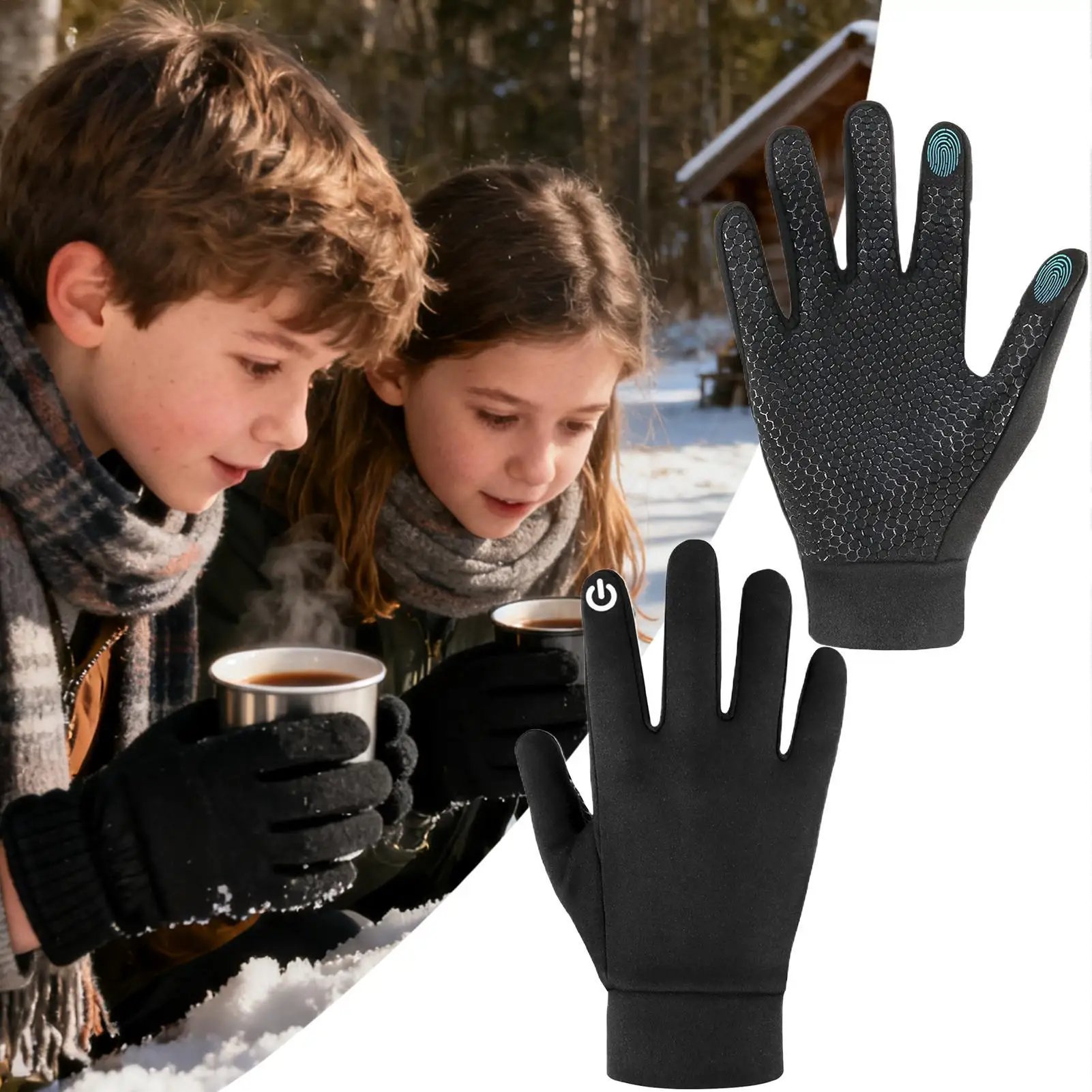 قفازات الشتاء للأطفال قفازات دافئة تعمل باللمس الأطفال معزول القفاز لفصل الشتاء الجري ركوب الدراجات التزلج المشي لمسافات طويلة في الهواء الطلق الرياضة #5