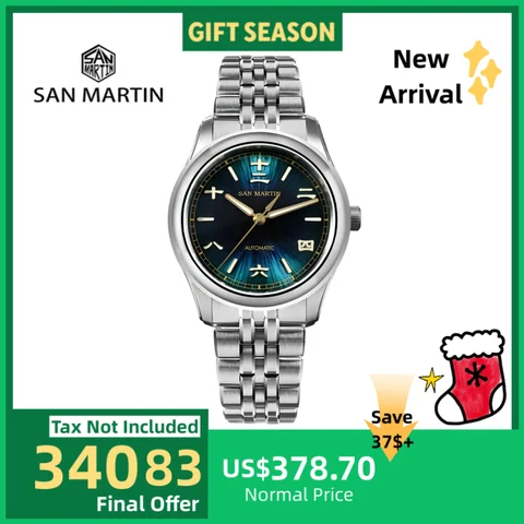 San Martin 39mm Enamel Sunray JianZhan Dial Men GADA Watch 90S5 Automatic BGW-X1 10Bar Sapphire 5-Link Bracelet SN0144CG