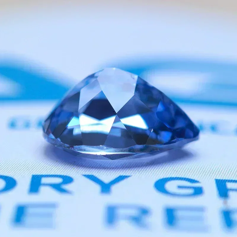 ALab Grown Sapphire Cornflower Blue Pear Cut VVS1 Clarity Loose Gemstone, Certified Stone for DIY Jewelry Inlay Making