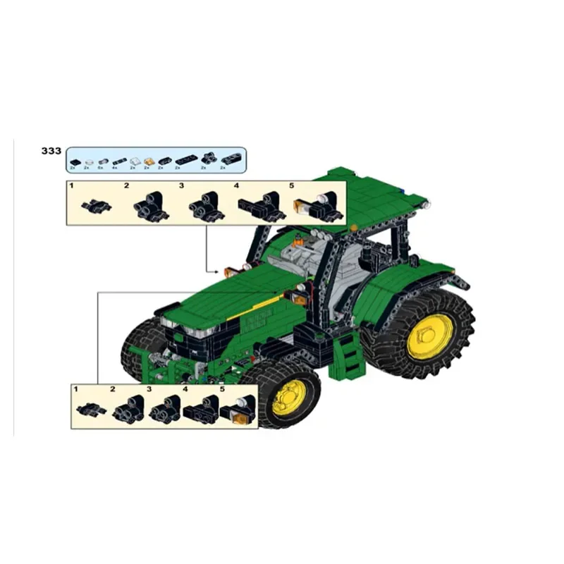 MOC-33452 Green Agricultural Tractor Assembly Splicing Building Blocks Model MOC Creative Building Blocks Kids Toys Gifts