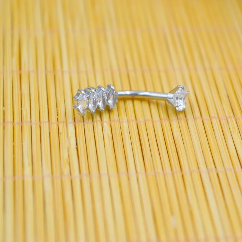 20PCS Surgical Steel  CZ  Navel Belly Button Bar Internally Threaded Navel Rings Body Piercing Jewelry