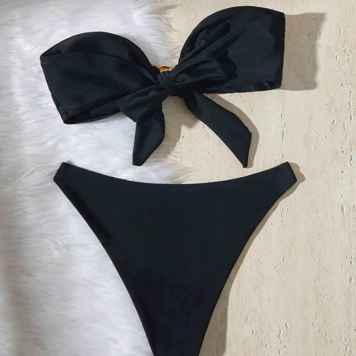 

Brazilian Style Tube Top Bikini Set 2025 Fashionable Beach Swimsuit with Split Design for Hot Spring Bathing Suit