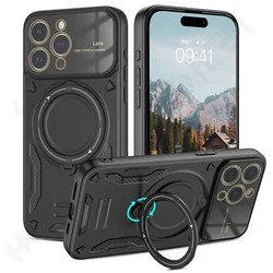 Hülle für iPhone 16 15 14 13 12 11 Pro Max Magnet ring halter Schutzst änder Magsafe Len Voll spiegel abdeckung Ständer abdeckung