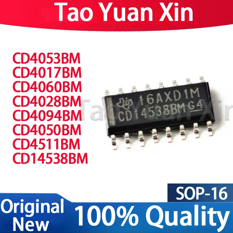SOP-16 شرائح ، CD14538BM ، 4053 ، 4017 ، 4028 ، 4050 ، 4060 ، 4094 ، 4511 ، 100% ، جديد ، 10 قطعة