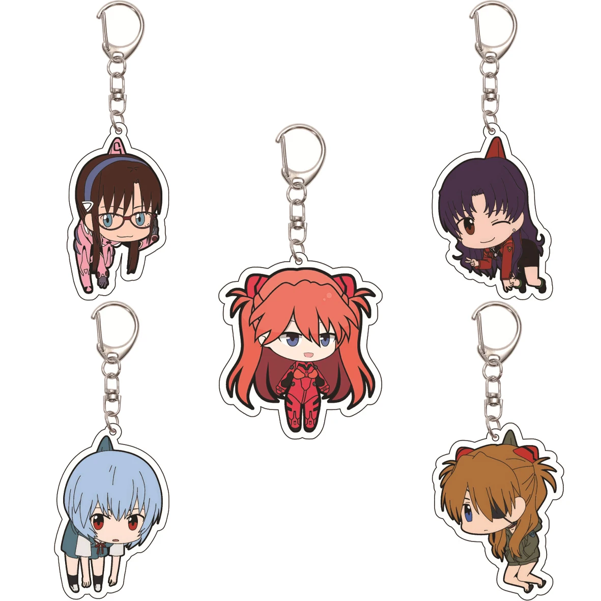 55MM Anime Neon Genesis Evangelion Figure Shinji Ikari Rei Ayanami Asuka Langley Soryu Acrylic Keychain Chrismas Cute Gifts