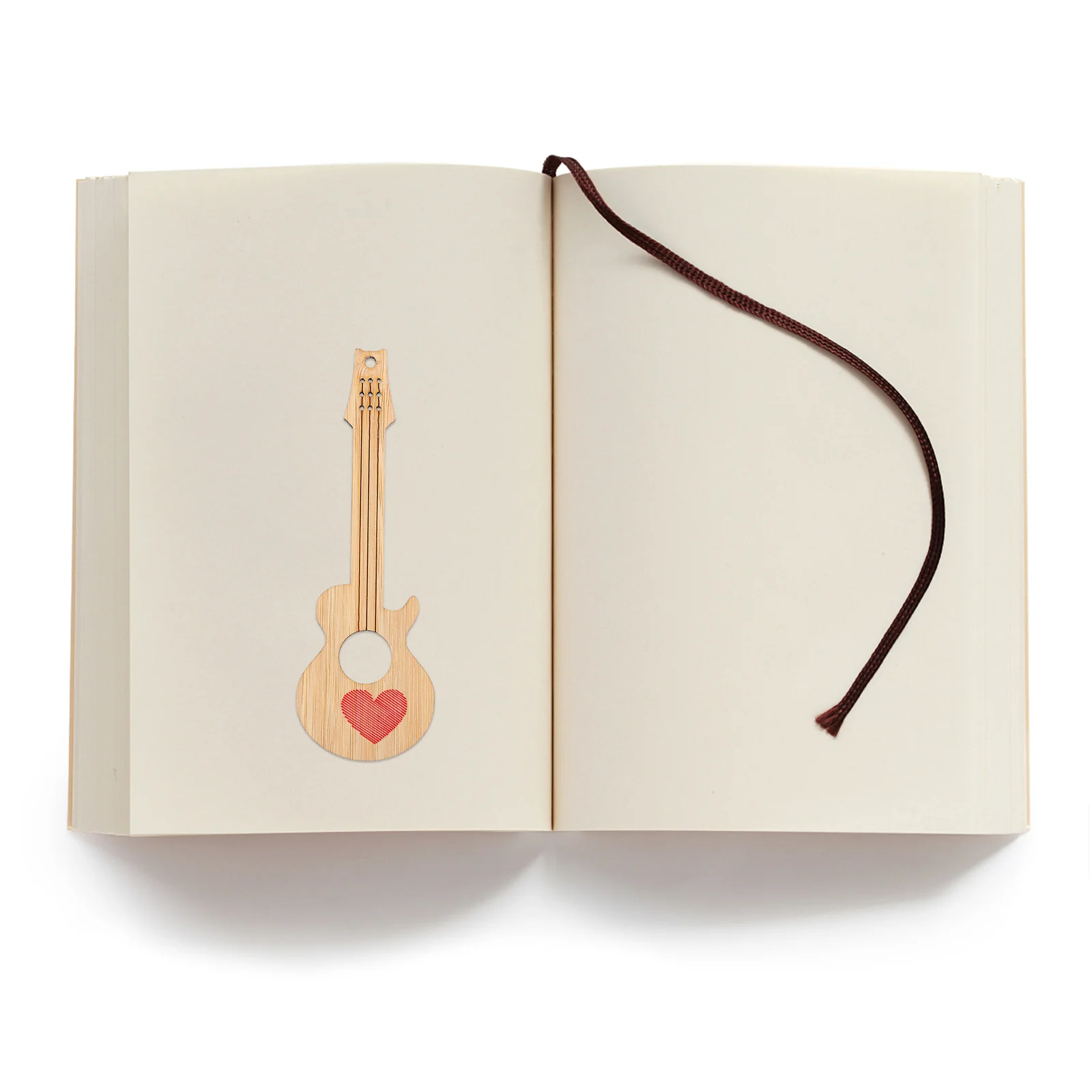 ที่คั่นหนังสือไม้ไผ่รูปทรงกีตาร์ 6 ชิ้น ป้ายเปล่าสำหรับ DIY จี้ห้อยตกแต่ง ป้ายบอกหน้าหนังสือสำหรับเขียนลายกราฟฟิตี ของขวัญ ที่คั่นหนังสือเปล่าสำหรับ DIY