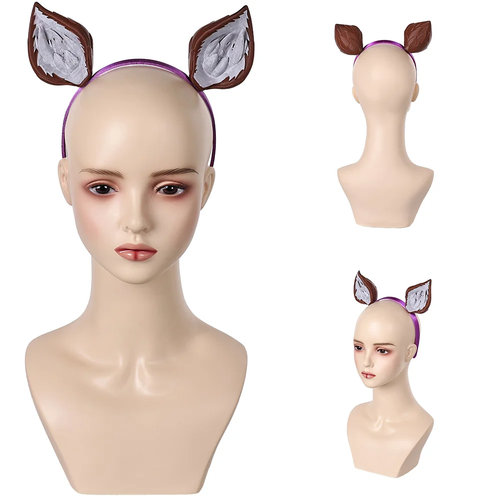 

Game Rival Doreen Green Hairband With Squirrel Ear Headband Carnival Party Roleplay Props Outfits Accessories