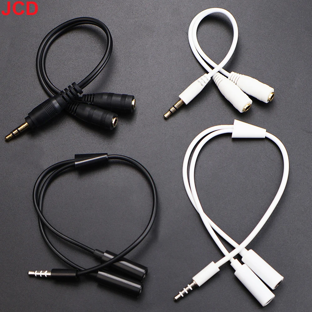 Cable divisor JCD Y de 3,5 Mm, 1 macho a 2 cables de Audio hembra duales para auriculares, auriculares, conector adaptador de enchufe estéreo MP3 MP4