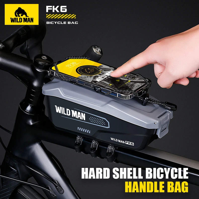

WILD MAN FK6 Bike Top Tube Bag Quick-Release Cycling Storage with Phone Mount Bicycle Frame Bag for Road & Mountain Bikes