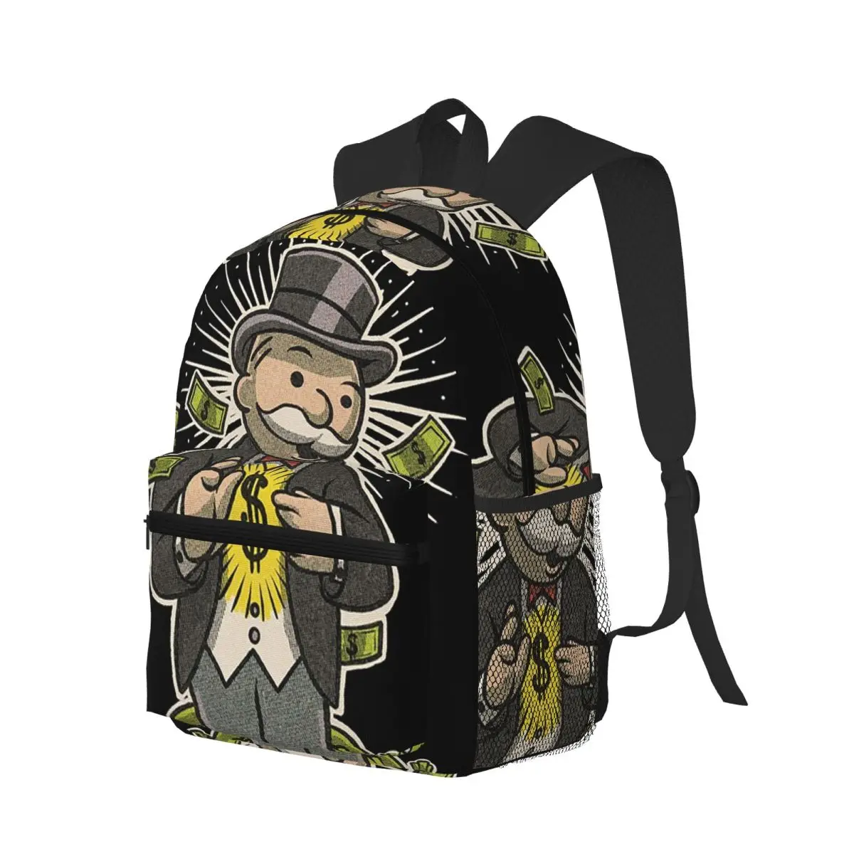 

Money Is God Monopoly Man Student Backpack School Bag Hiking Travel Daypack for Men Women Bookbag Shoulder Bags