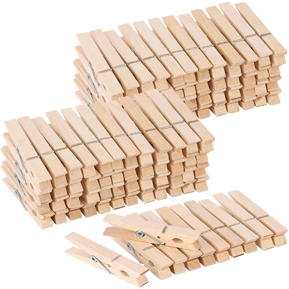 100Pcs Large Wooden Clothespins Bulk Heavy Duty Clothes Pins for Laundry Hanging Clothing Crafts Pictures 9CM