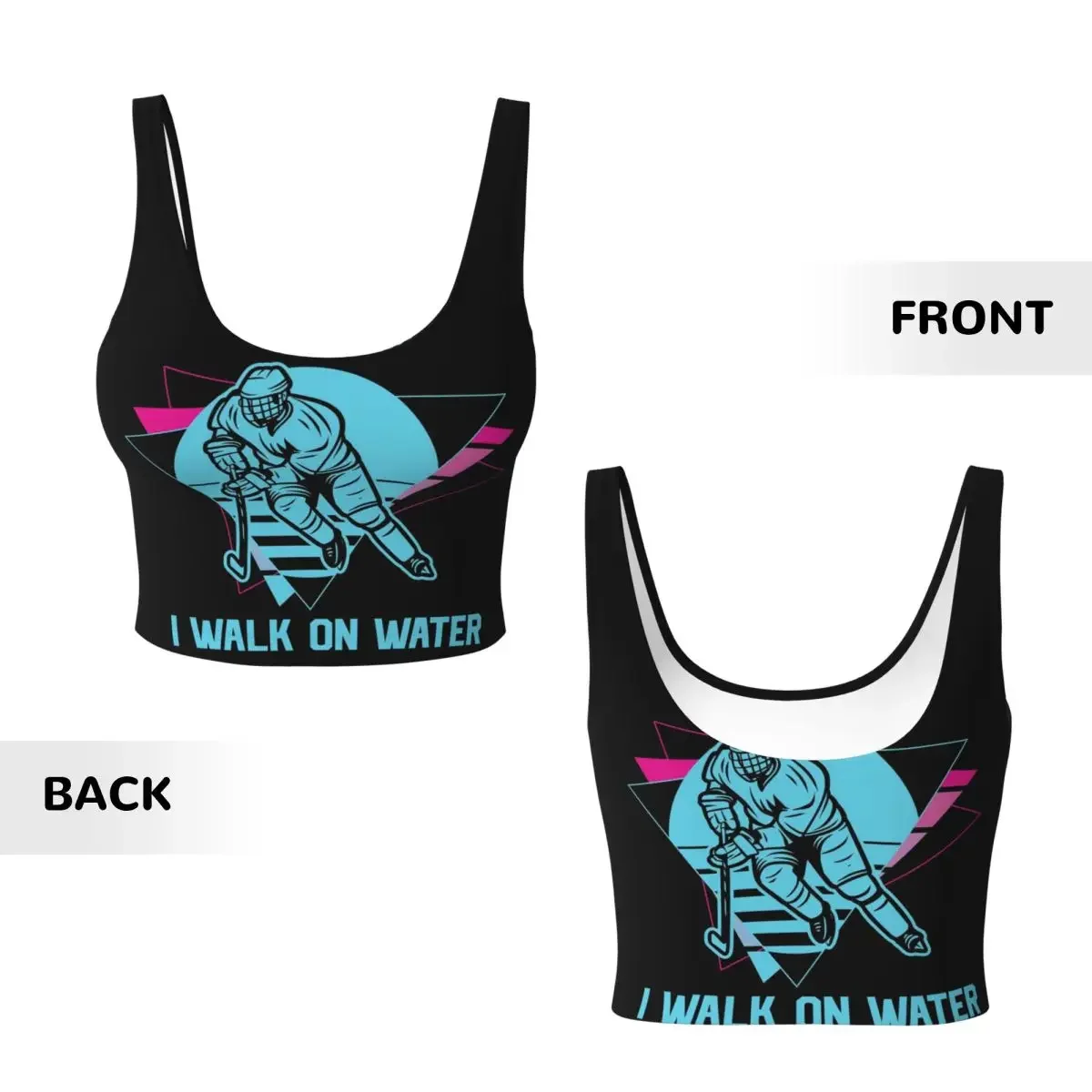 Custom I Walk On Water Hockey Women Sports Vest Bra Gym Workout High Impact Yoga Crop Tank Tops