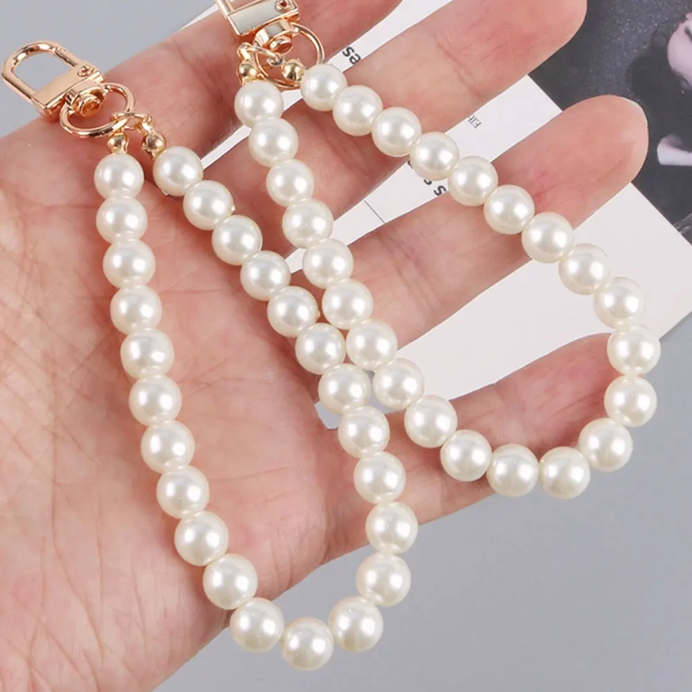 Retro Pearl Small Gift Keychain For Airpods Pro 1 2 Earphone Case Chain Ornaments Keyring Round Pendant car accessories