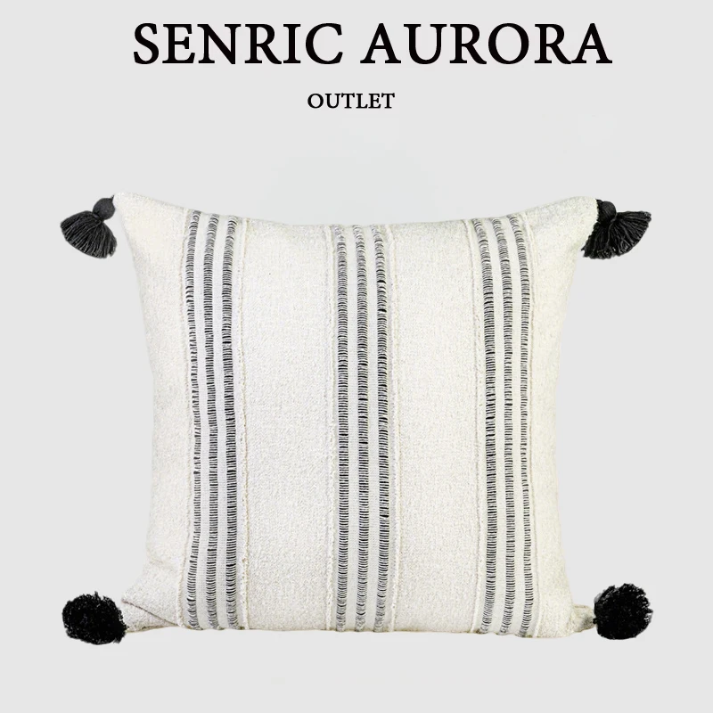 

Дизайнерская роскошная наволочка 30x65, 45x45, 50x50 см, бежевая, из ткани с бахромой, квадратная, для дома, отеля, кровати, гостиной, дивана