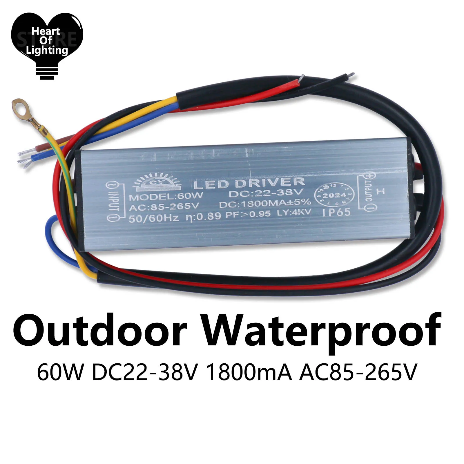 LED Driver 60W Adapter Lighting Transformer AC85V-265V to DC22-38V Waterproof IP65 Switch Power Supply 1800mA DIY For Floodlight