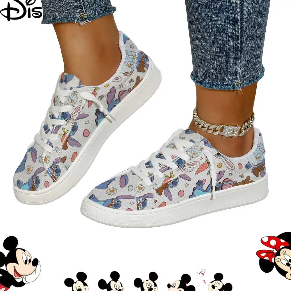 

Officially Licensed Disney Lilo & Stitch Print Casual Sneakers for Women – Lightweight Breathable Canvas Walking Shoes