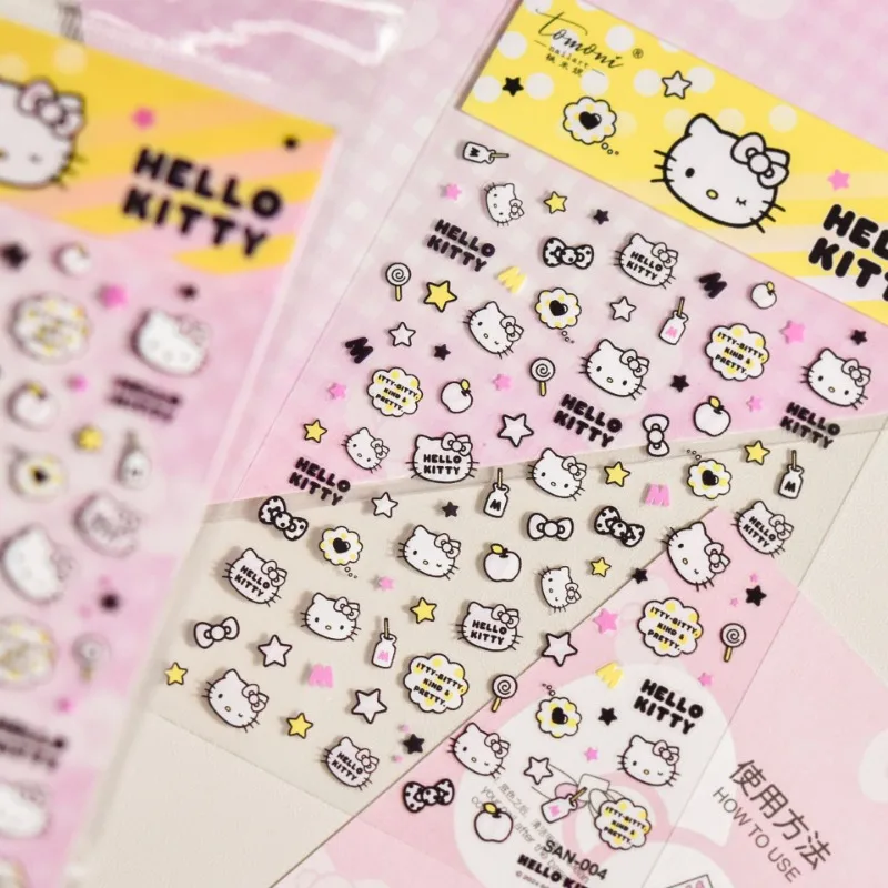 

HelloKitty Sanrio New 5D Embossed Nail Art Stickers Nail Decals for Nail Art Fashion Design DIY Happy Accessories Reward Gifts