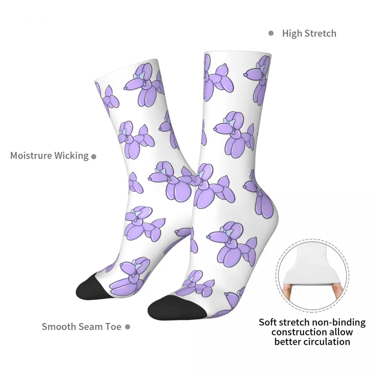 Coquette Balloon Dog In Purple Socks Harajuku High Quality Stockings All Season Long Socs Accessories for Unisex Christmas Gifts