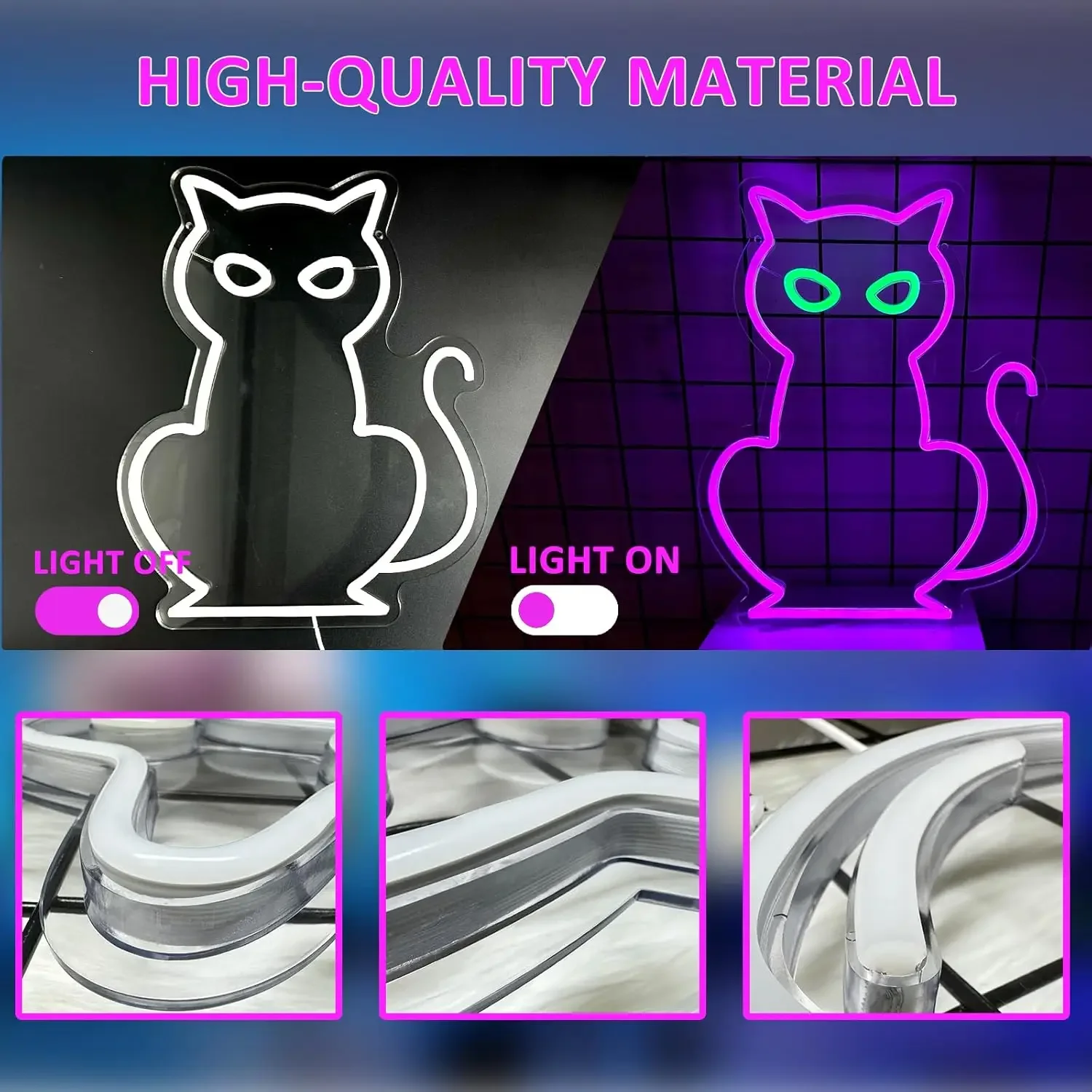 Cat Neon Signs for Wall Decor, Halloween Purple Cat LED Neon Light for Bar, Christmas, Wedding, Birthday Party, Halloween Decor