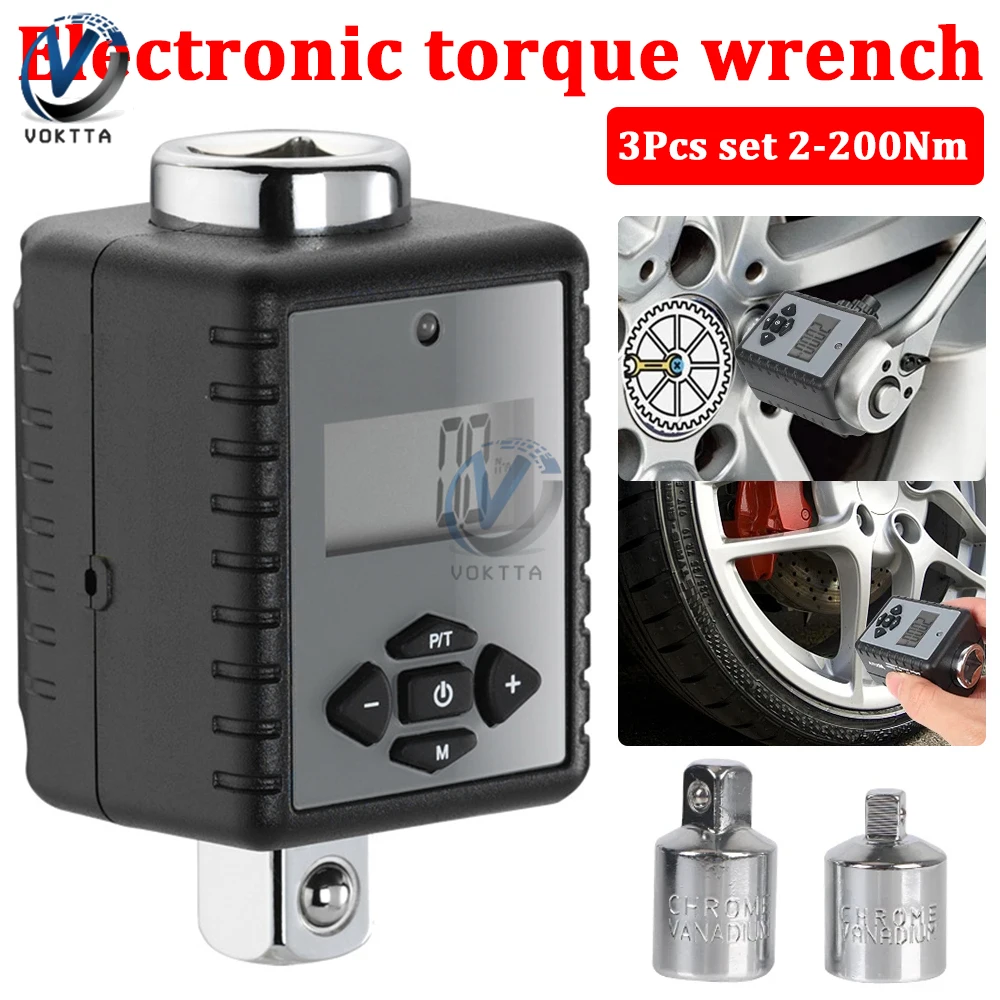 Electronic Torque Wrench Digital Torque Adapter Drive 2- 200Nm Adjustable Professional Torque Wrench Bicycle Car Repair Tool