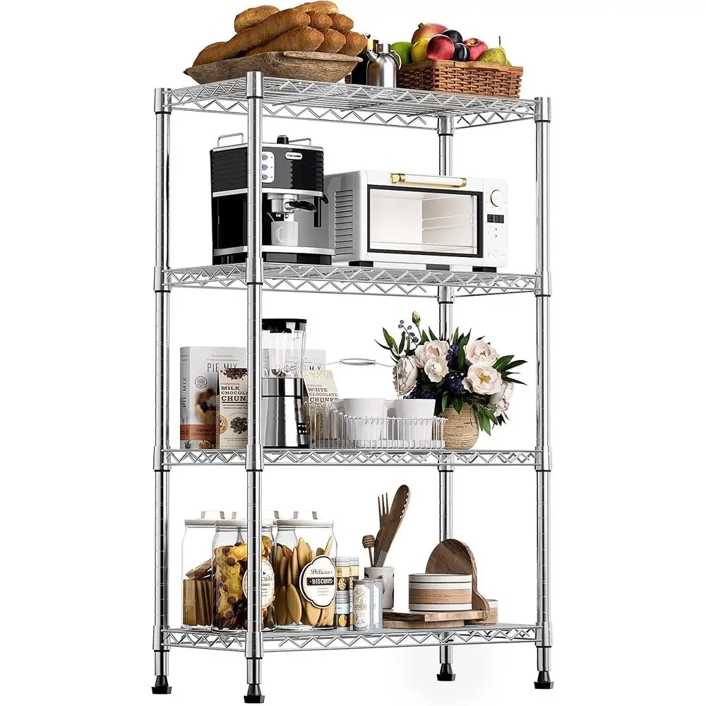 

1000 lbs Storage Shelving 4-Tier Utility Shelving Unit Steel Organizer Wire Rack for Home,Kitchen,Office,Chrome (13.7" D x 23.6"