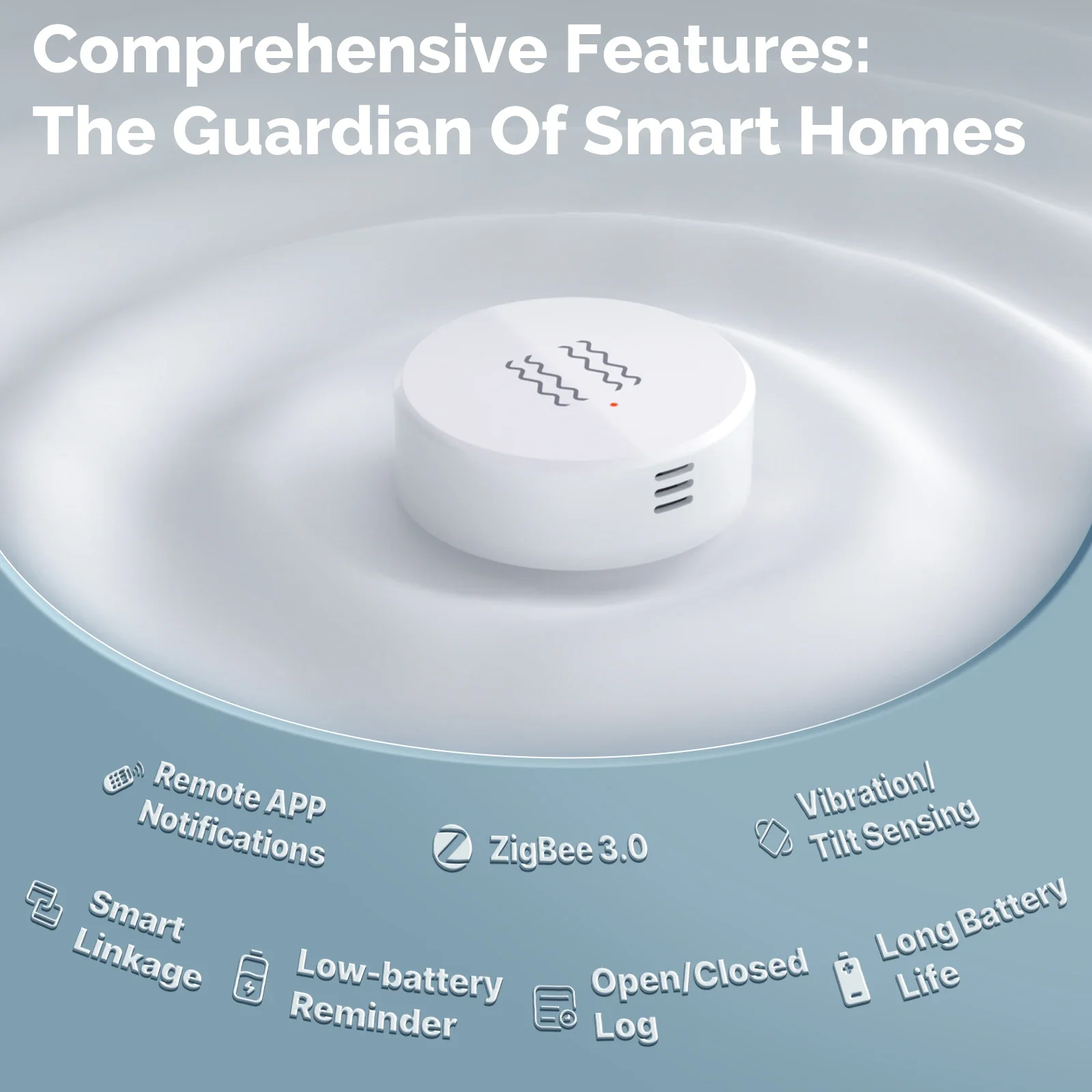 MOES Zigbee Vibration Sensor, Smart Tilt & Motion Detector for Door Window Alarm, Real-Time 3-Axis Monitoring, Works with Tuya​