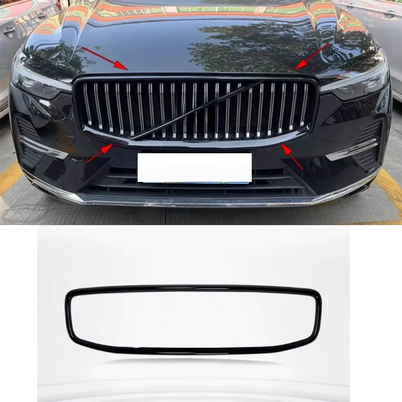 FIT XC40 XC60 S90 S60 V60 V90 Glossy Black Front Bumper Grill Forming Strip Cover Trim Delete
