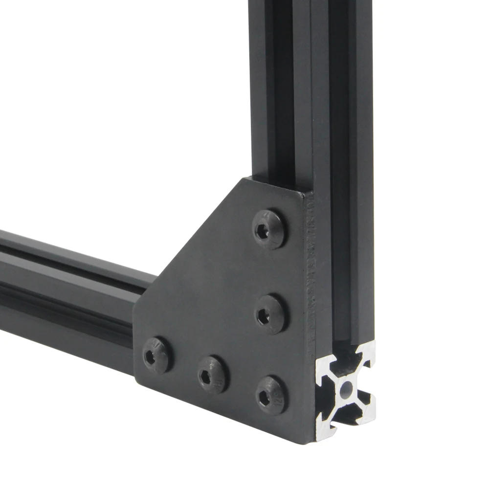 12 قطعة/المجموعة أسود L شكل قوس الزاوية لوحة مع مسامير + T-المكسرات ، 5 حفرة 90 درجة لوحة مشتركة لملف الألومنيوم سلسلة 2020 #6