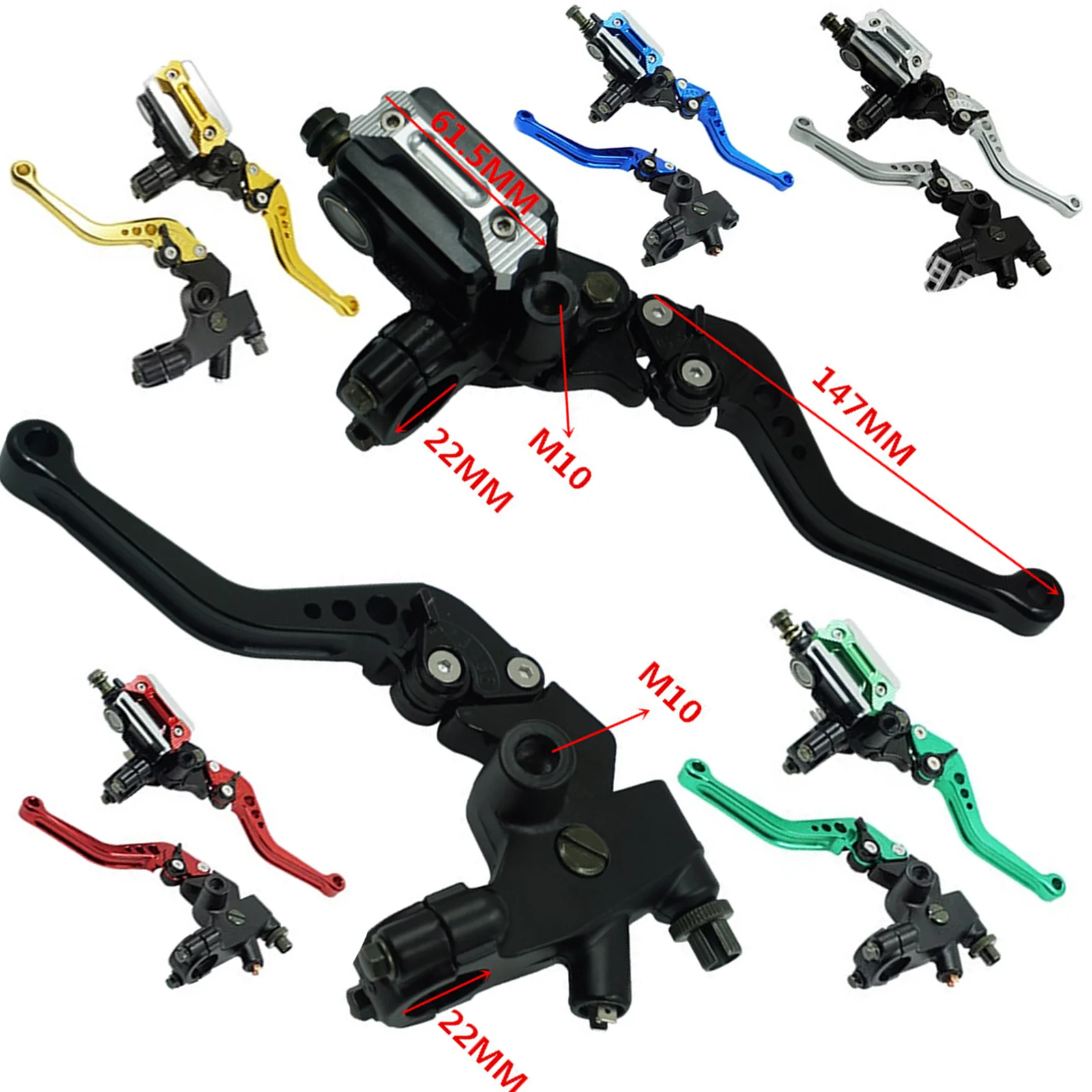 

CNC One Pair 7/8" 22mm Universal Motorcycle Brake Lever Master Cylinder Lever Clutch Reservoir For Scooter Sport Dirt Bike