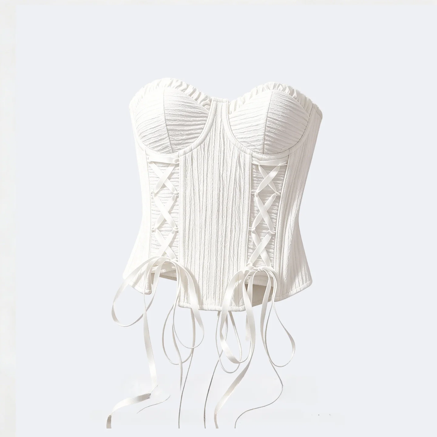 Women Sexy Sleeveless Corset Lace-up Crop Top Straps Camisole Party Club Slim Fishbone Corsets Vest Tank Tops Summer Streetwear