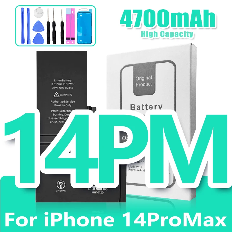 0 Cyclus Hoge Capaciteit Batterij Voor iPhone 11 11Pro 12Pro 12 13 14 13Pro 14Pro Max Mini Telefoon Bateria + gratis Tool Kit