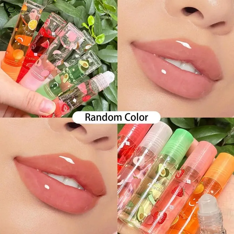 2024 NEW Fruit Roll-On Lip Balm Lip Makeup Primer Moisturizing Transparent Lip-Oil Long Lasting Hydrating Lips Repair Gloss