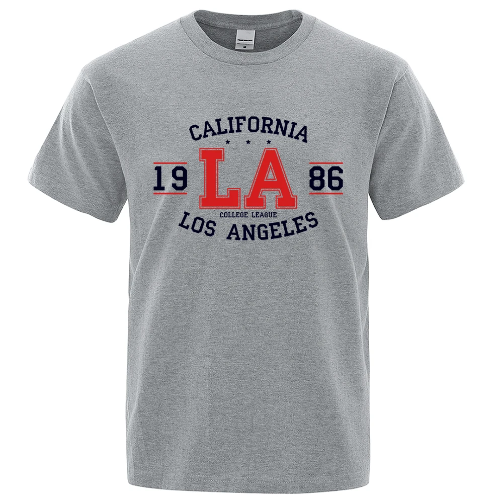 

Калифорния 1986, мужские и женские футболки Los Angeles, свободная рубашка в стиле хип-хоп, топы для городских улиц США, дышащая хлопковая базовая одежда