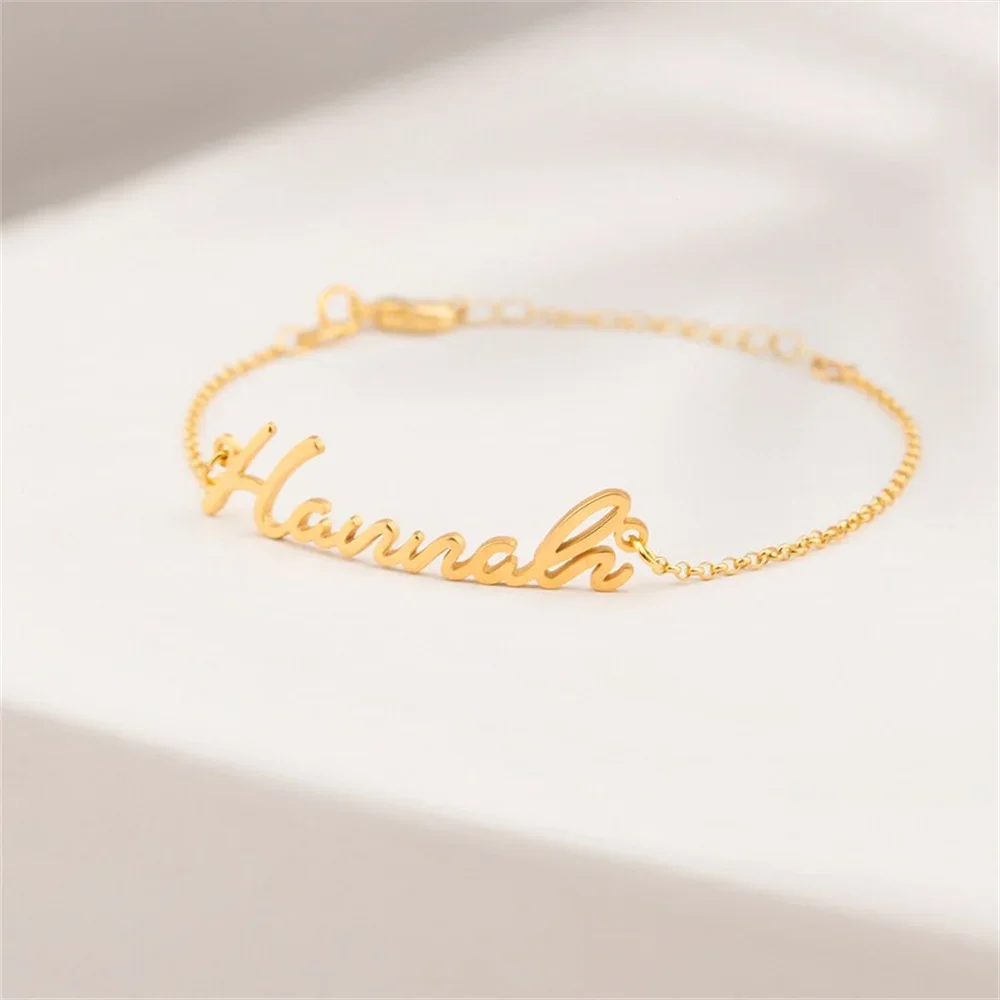 Personalized Custom Name Bracelet for Women 2022 New Stainless Steel Silver Handmade Engraved Letter Bangle Gift Pulsera mujer