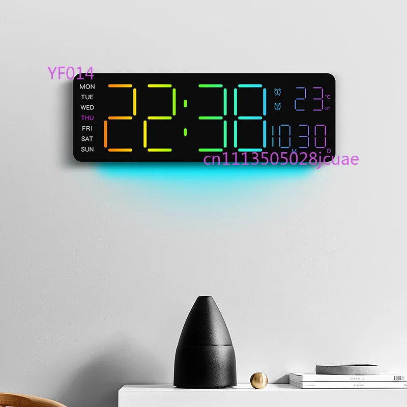 

RGB Symphony Luminous Wall Clock Multifunctional LED Digital Wall Mounted Clock Modern Home Living Room Decor 6678R