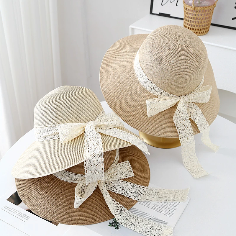 

Летние шляпы для женщин, рыбацкая шляпа от солнца, дышащая солнцезащитная шляпа с широкими полями и бантом из ленты, модная пляжная дорожная шляпа в корейском стиле