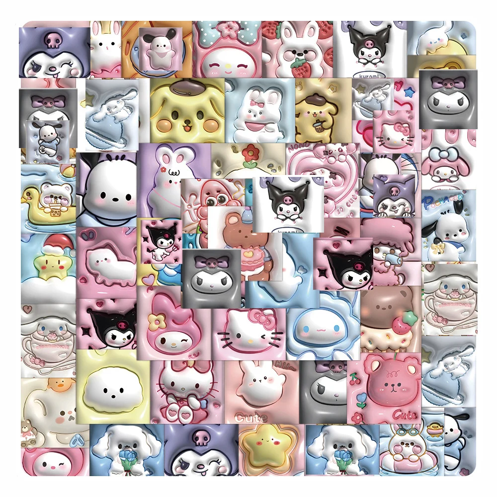 10/30/63pcs Cute 3D Cartoon Kuromi My Melody Aesthetic Stickers Decals Notebook Laptop Diary Phone Wall Stationery Sticker Toys