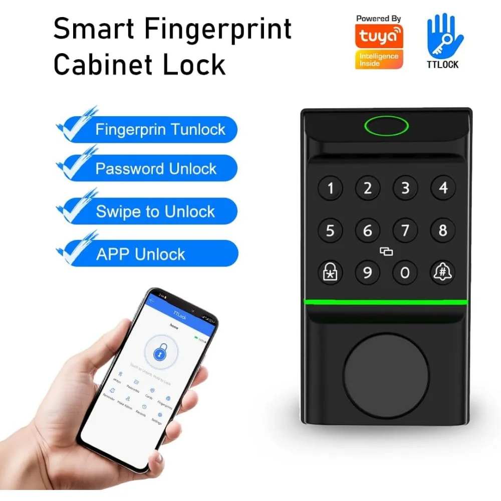 Smart Door Lock Set for Home,with Fingerprint Scanner, Keypad Entry, App Control, Black