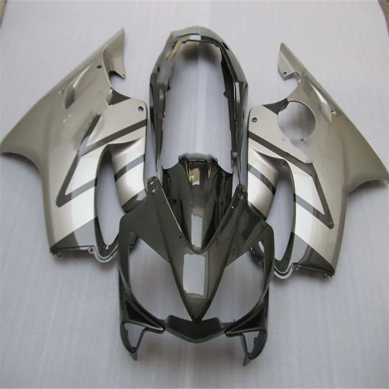 

Dor-100% fit injection fairing for honda CBR 600 F4i 04 05 06 07 silver black fairings kit CBR600F4i 2004-2007