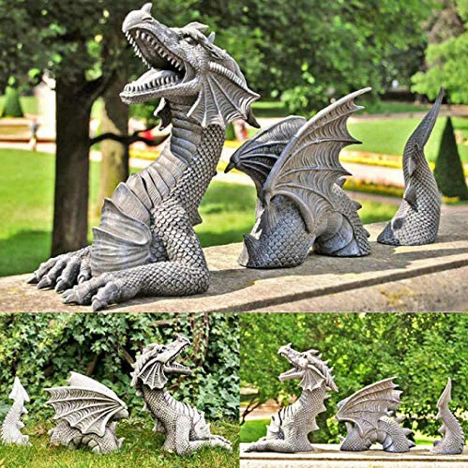 Dragon Resin Ornaments Three Section Flying Dragon Statue Garden Decoration Resin Handicraft Ornaments